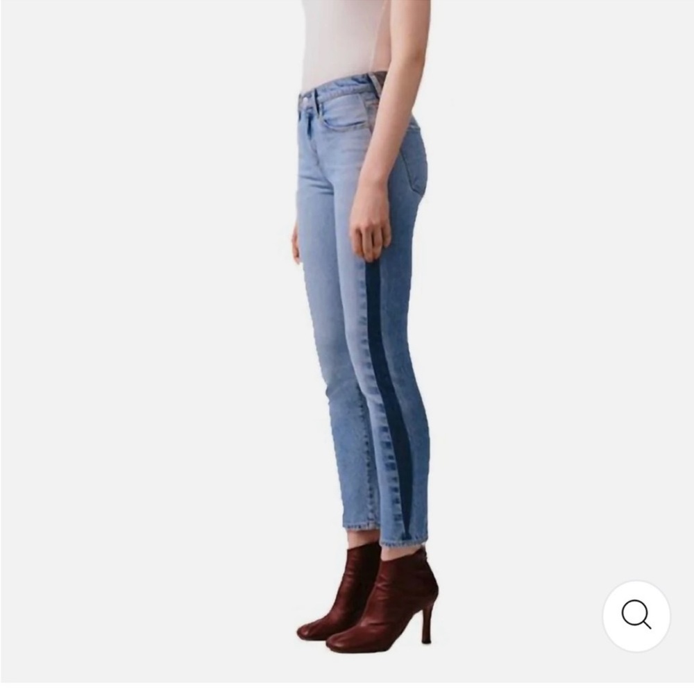 Agolde Toni mid rise straight jean in swerve two tone blue
